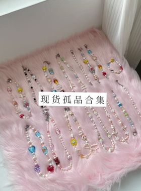 LIYP原创手作 童趣系列小熊琉璃淡水珍珠项链吊坠ot扣小众设计