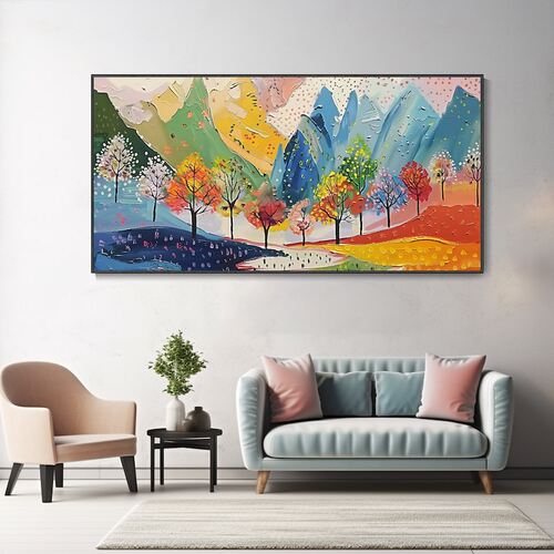 油画立体手绘厦门抽象风景装饰画