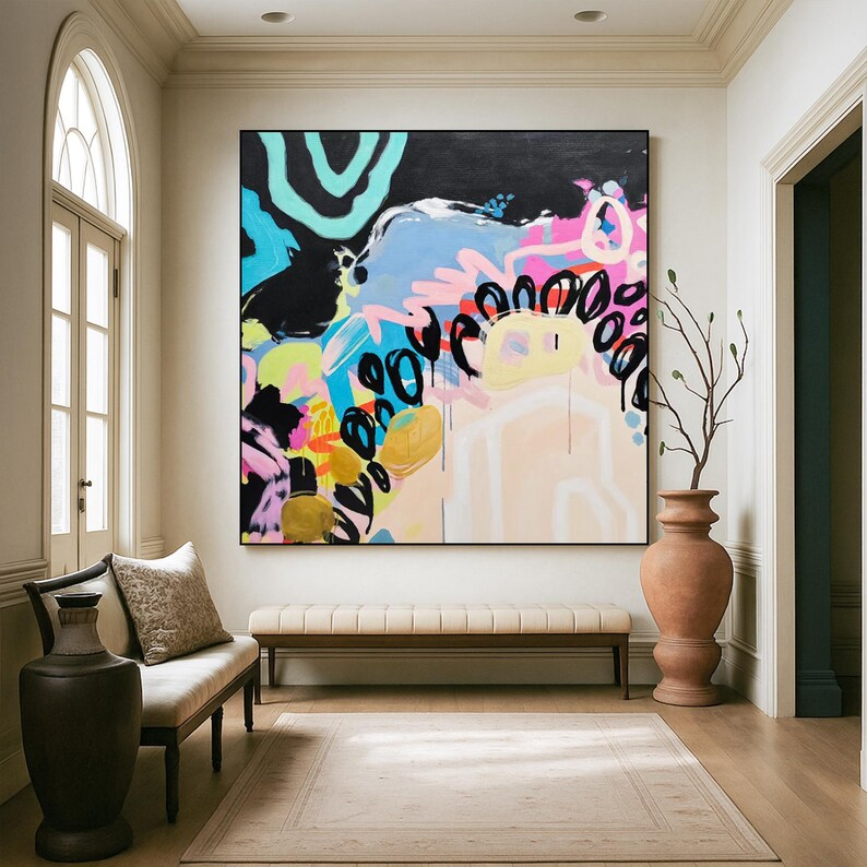 大芬村纯手绘油画抽象北欧小众艺术客厅装饰画餐厅卧室儿童房挂画,家居饰品,油画,淘宝优惠券,粉丝福利购,淘宝优惠卷