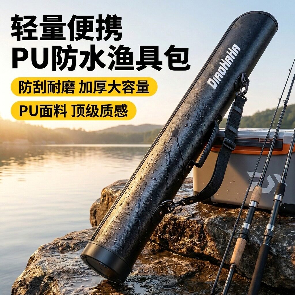 鱼竿包2026新款轻便型多功能便携PU杆包防水耐磨收纳包加厚钓鱼包