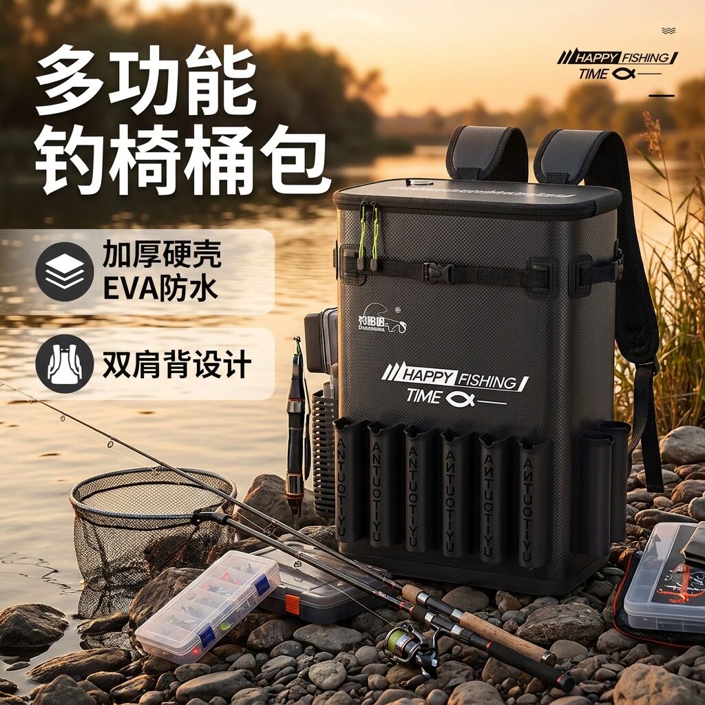 钓鱼桶海钓桶双肩加厚轻量便携多功能加厚活鱼桶EVA防水一体成型