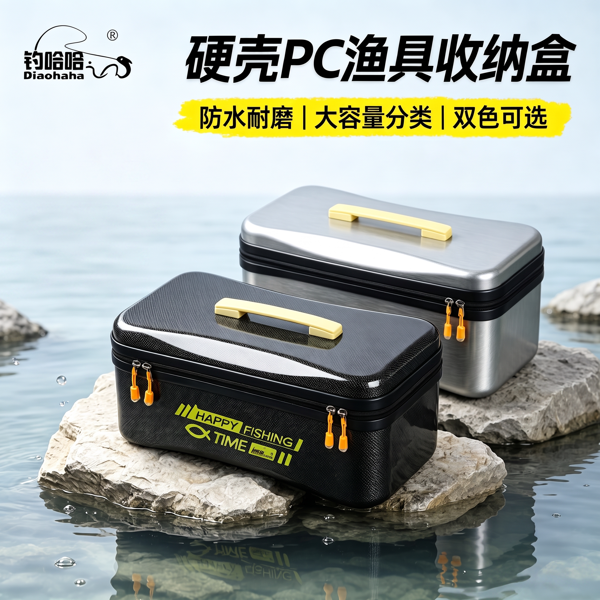 新款多功能PC耐磨防水渔具收纳盒轻量便携加厚硬壳大容量渔具盒