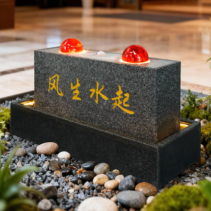 风生水起滚动水晶球流水摆件招财风水喷泉酒店门厅水景装饰风水轮