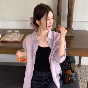MOGE-韩系天丝苎麻防晒开衫百搭不挑人定染系列衬衫(配披肩)26225