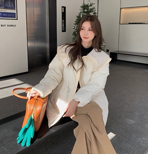 冬新款高级感海军领羽绒服女加厚收腰披肩毛领白鸭绒外套约她8838