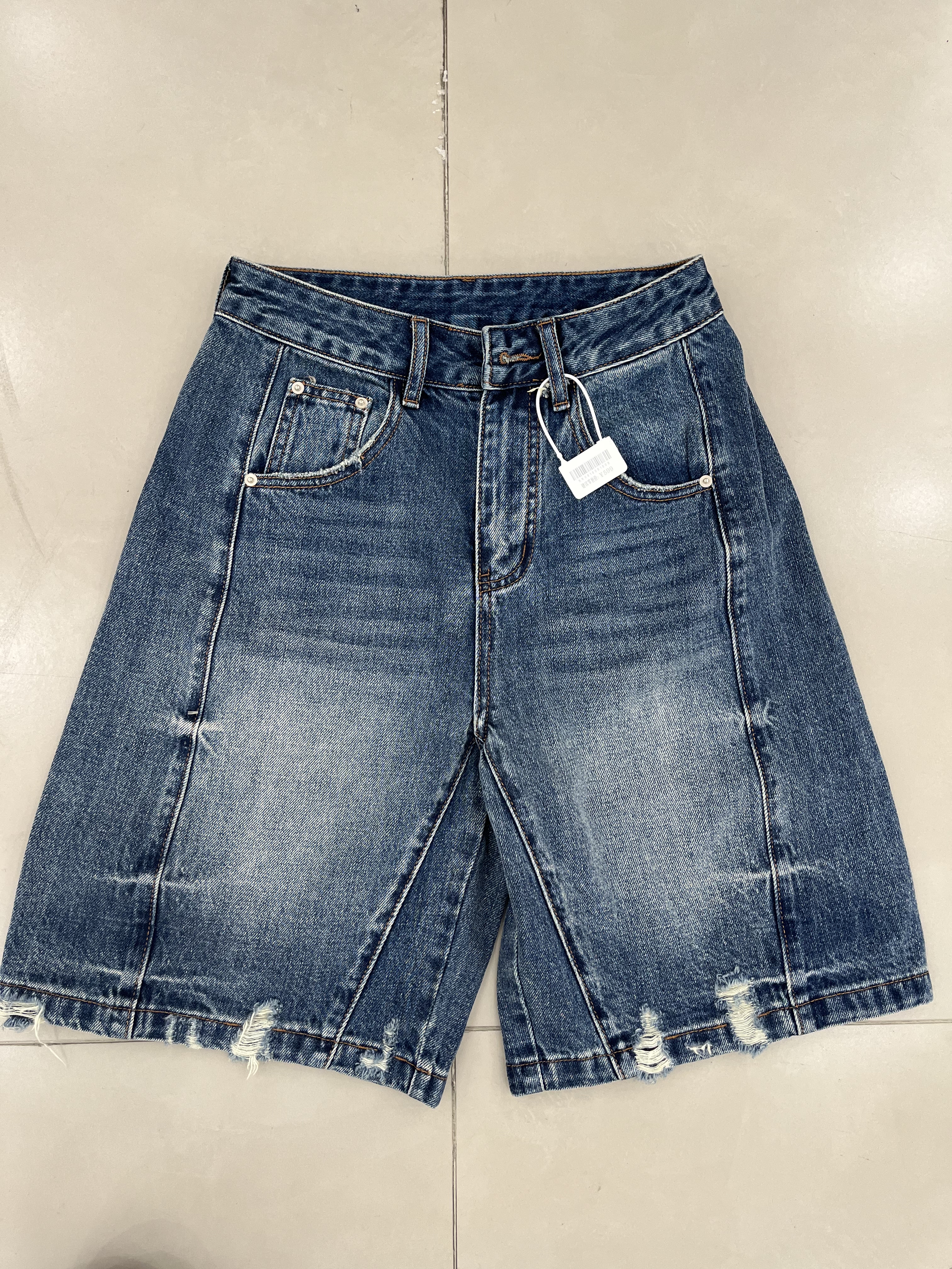 JEANS 65495 欧货2026夏季新款阔腿牛仔短裤女高腰显瘦宽松五分裤