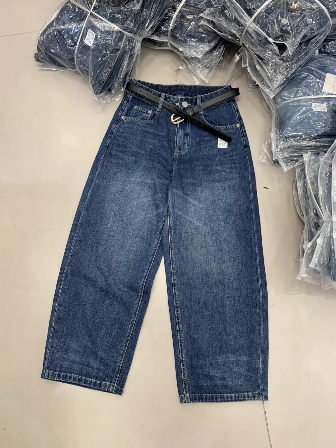 JEANS 6286 欧货2026春季新款阔腿牛仔裤女小个子宽松九分弯刀裤