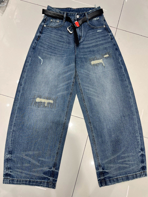 JEANS 2655 欧货2026春季新款磨破阔腿弯刀裤女高腰显瘦牛仔长裤