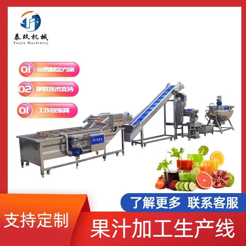 大型工业果汁加工生产线苹果梨子桑葚榨汁调配设备果蔬气泡清洗机