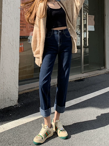 Синие цветные прямые свободные джинсы, летние штаны, высокая талия, 2025 года, оверсайз, свободный крой