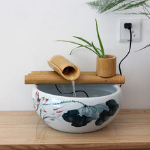 竹子流水摆件 鱼缸石槽造景 桌面招财摆件 小鱼缸流水加湿装饰