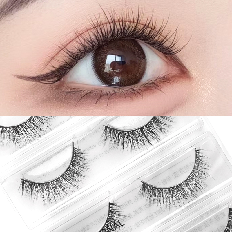 奈目甜心婴儿弯假睫毛浓密款整簇棉线梗眼睫毛自然款一片式睫毛帖