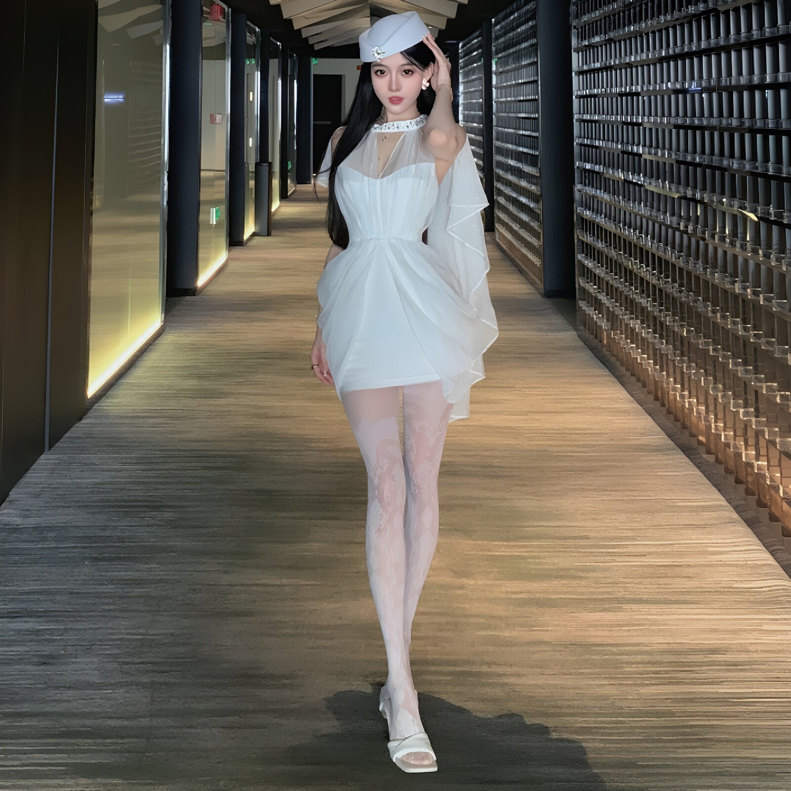 白色藤蔓提花蕾丝连裤袜超薄纯欲风显瘦氛围感穿搭丝袜T挡