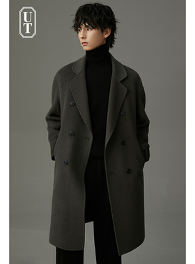 手工双面呢大衣男士中长款秋冬季休闲非羊绒加厚宽松风衣妮子外套