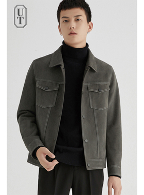 仿麂皮绒夹克男痞帅气宽松百搭韩版潮流春秋季工装休闲上衣男外套