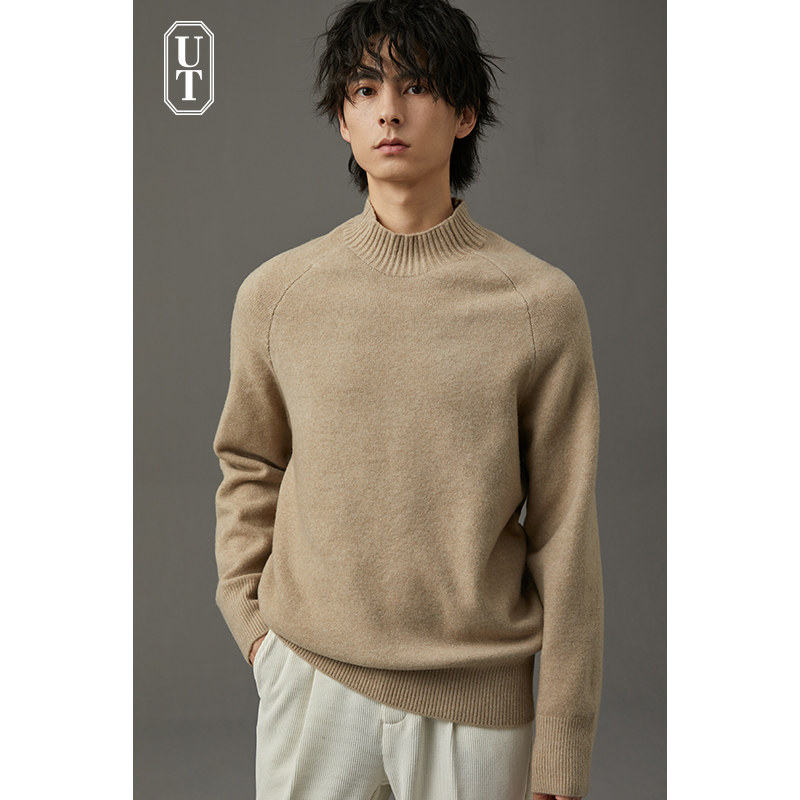 羊毛混纺针织衫男士半中高领秋冬