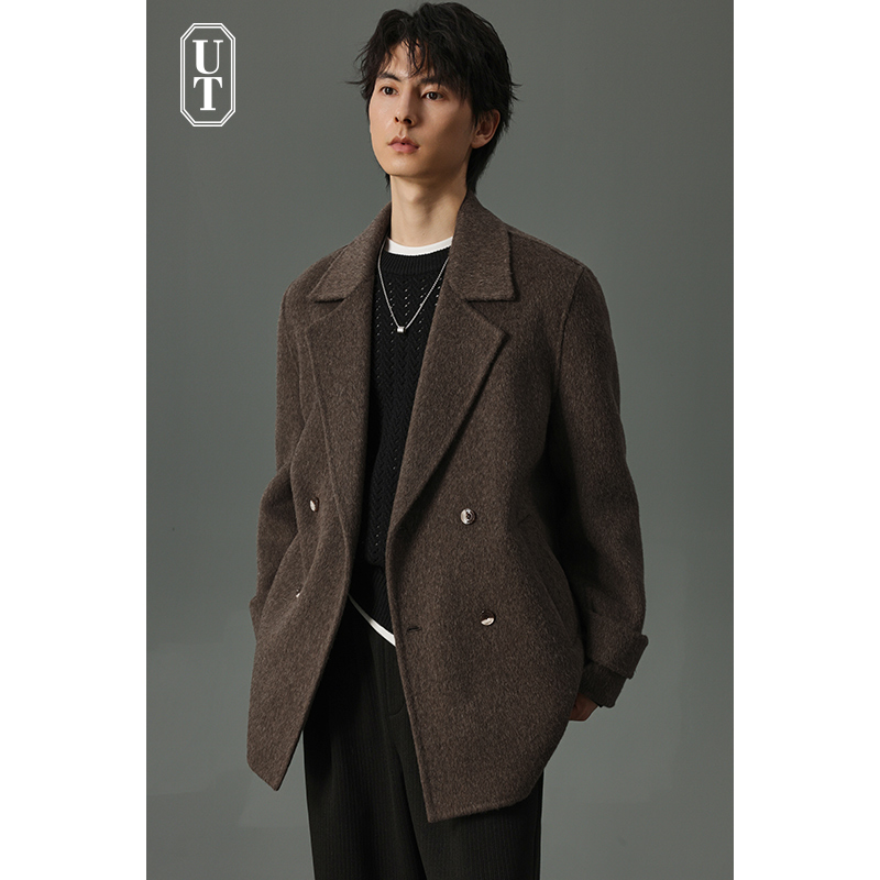 950g重磅双面羊毛呢子大衣男短款2025年冬季新款加厚保暖风衣外套