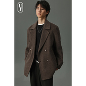 新款 950g重磅双面羊毛呢子大衣男短款 2026年冬季 加厚保暖风衣外套