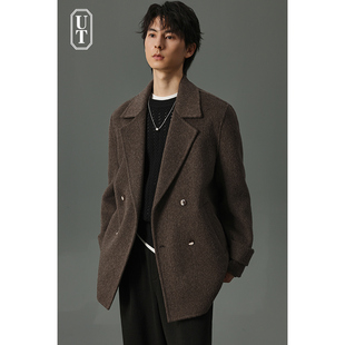 加厚保暖风衣外套 新款 950g重磅双面羊毛呢子大衣男短款 2025年冬季