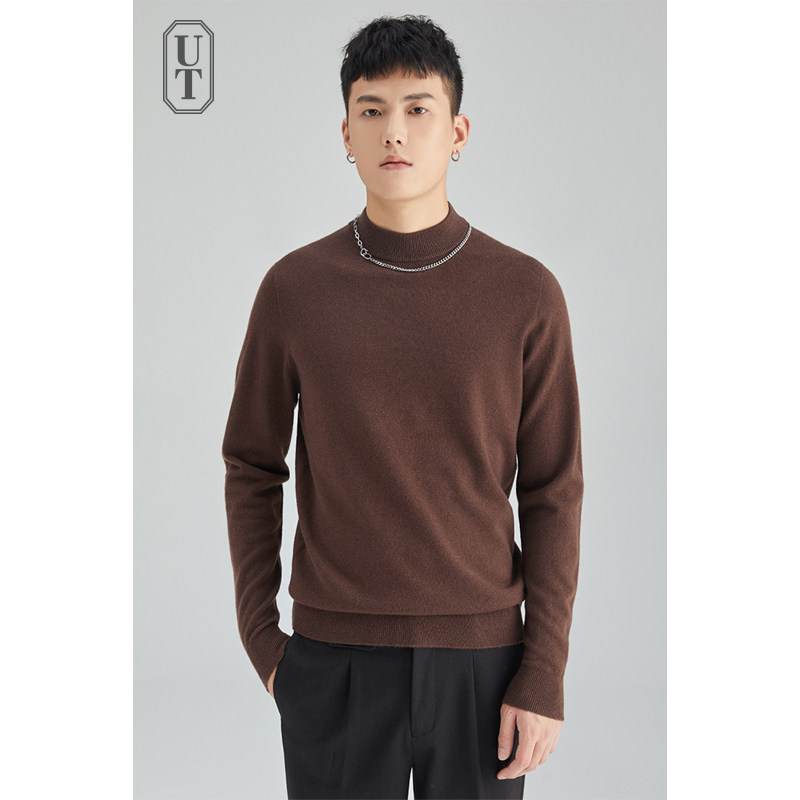 针织衫秋冬季套头羊绒衫100%男士