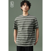 衫 夏季 男士 高级感体恤宽松潮百搭休闲半袖 条纹圆领日系短袖 T恤衫