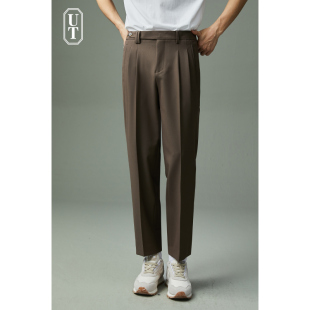 垂坠感直筒春秋季 小西装 裤 双褶休闲裤 宽松长裤 西裤 修身 子男 男士