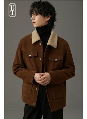 羊羔毛夹克男士短款休闲韩版潮流冬季加厚工装棉服灯芯绒外套男