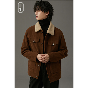 羊羔毛夹克男士短款休闲韩版潮流冬季加厚工装棉服灯芯绒外套男