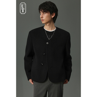 双面羊毛呢夹克外套男士 保暖呢子上衣男装 短款 新款 休闲冬季 新中式