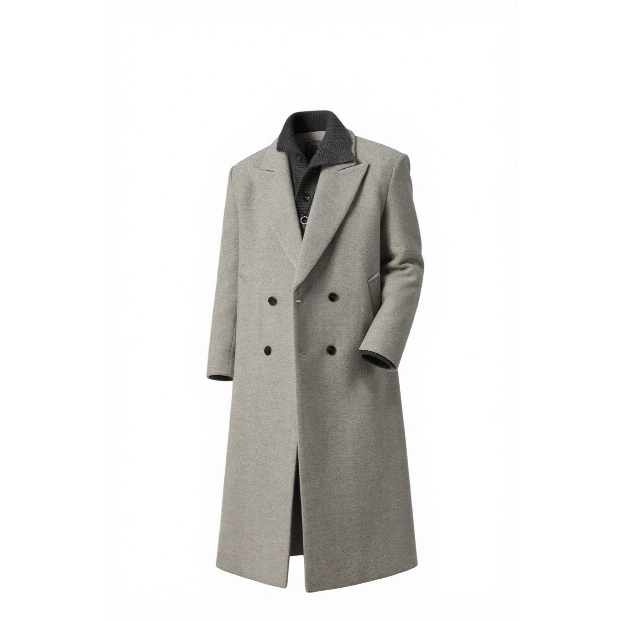 双排扣毛呢大衣男士中长款帅气戗驳领外套老钱风复古休闲厚款风衣