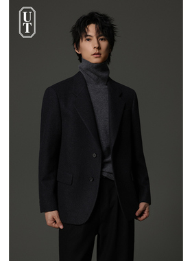 新款加厚羊毛呢子西服男宽松正肩冬季休闲帅气袋盖款西装外套上衣