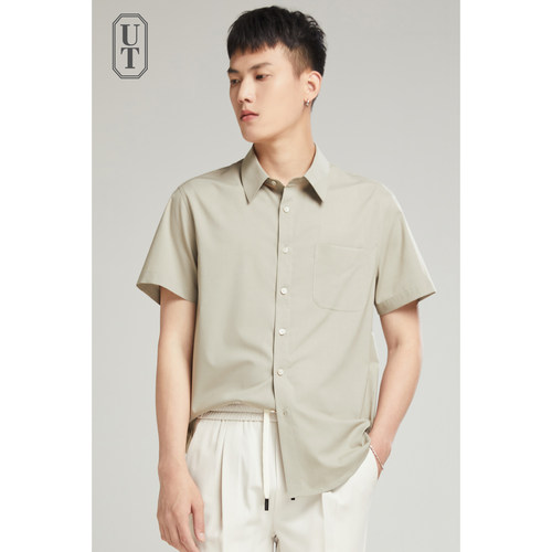 天丝白色短袖衬衫男士夏季薄款