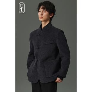 休闲保暖上衣非羊绒大衣羊毛呢子外套男 秋冬季 双面呢夹克男士 短款