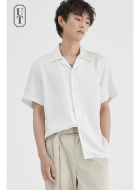 天丝短袖衬衫男休闲百搭宽松慵懒风设计感帅气寸衣港风寸衫潮