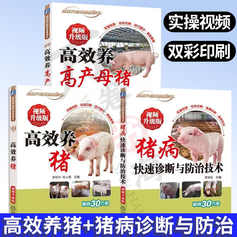 全3册 高效养猪 高产母猪猪病快速诊断与防治技术 猪病鉴别诊断图谱与安全用药 养猪技术大全 现代养猪生产技术 高效养猪技术书籍
