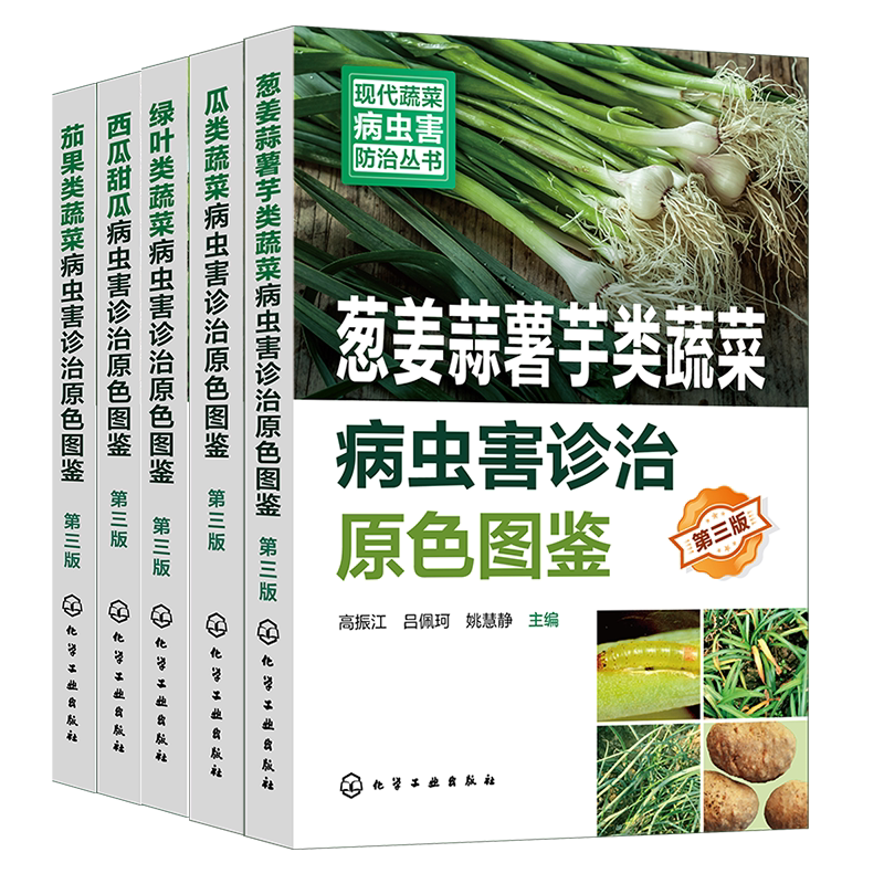 5册 现代蔬菜病虫害防治丛书第三版 葱姜蒜薯芋类蔬菜 绿叶类蔬菜 茄果类蔬菜 西瓜甜瓜 瓜类蔬菜 病虫害诊治原色图鉴