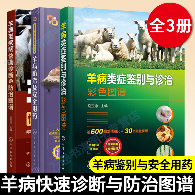 羊病防治及安全用药+羊病类症鉴别与诊治彩色图谱 +羊典型疾病快速诊断与防治兽医书籍大全肉羊养殖技术兽医手册养羊书籍养羊技术