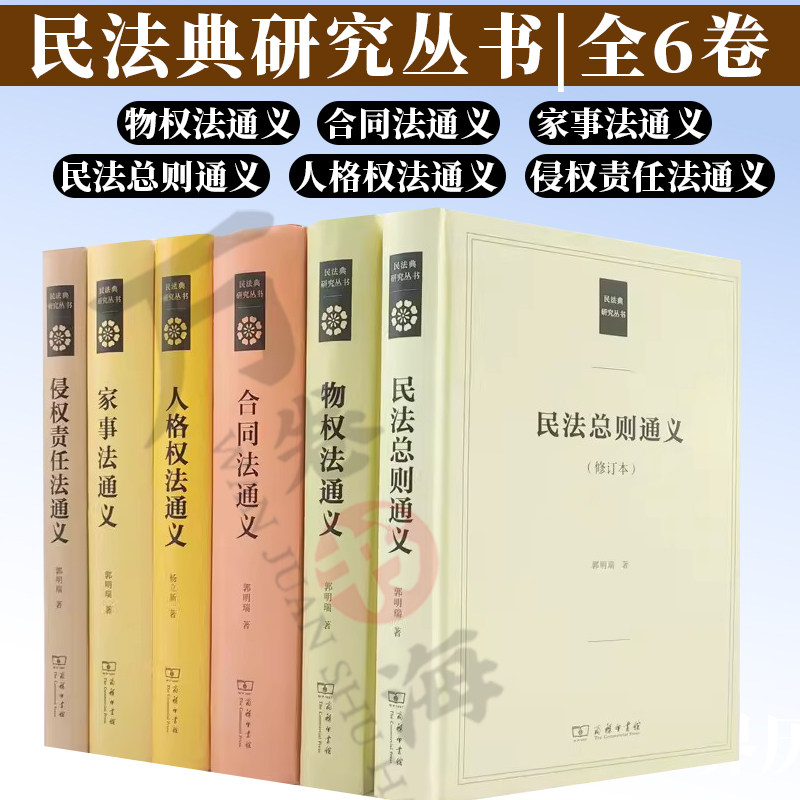 民法典研究丛书 6册套装 民法总则通义+物权法通义+合同法通义+人格权法通义+家事法通义+侵权责任法通义 商务印书馆
