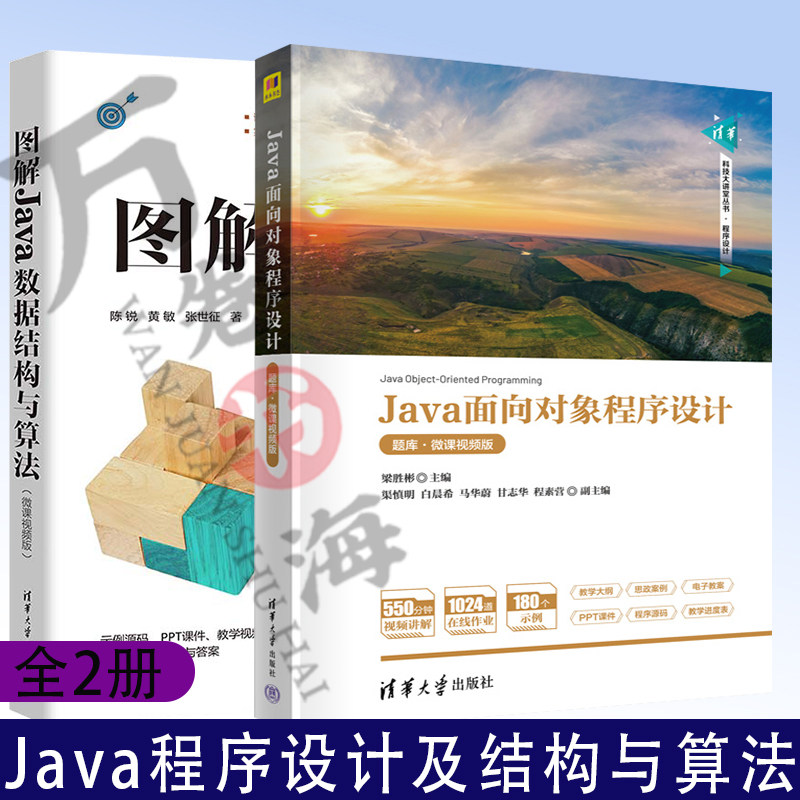 2册图解Java数据结构与算法:微课视频版+Java面向对象程序设计Java语言程序设计教材书籍 清华大学出版社