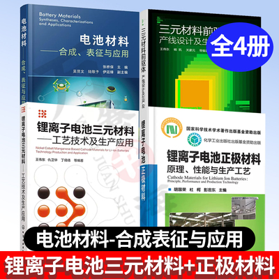 锂离子电池书籍全四册 电池材料 合成 表征与应用+锂离子电池正极材料+三元材料前驱体+锂离子电池三元材料 工艺技术及生产应用