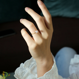 FiL天然珍珠美国14K包金戒指指环气质简约百搭INS风礼物女叠戴