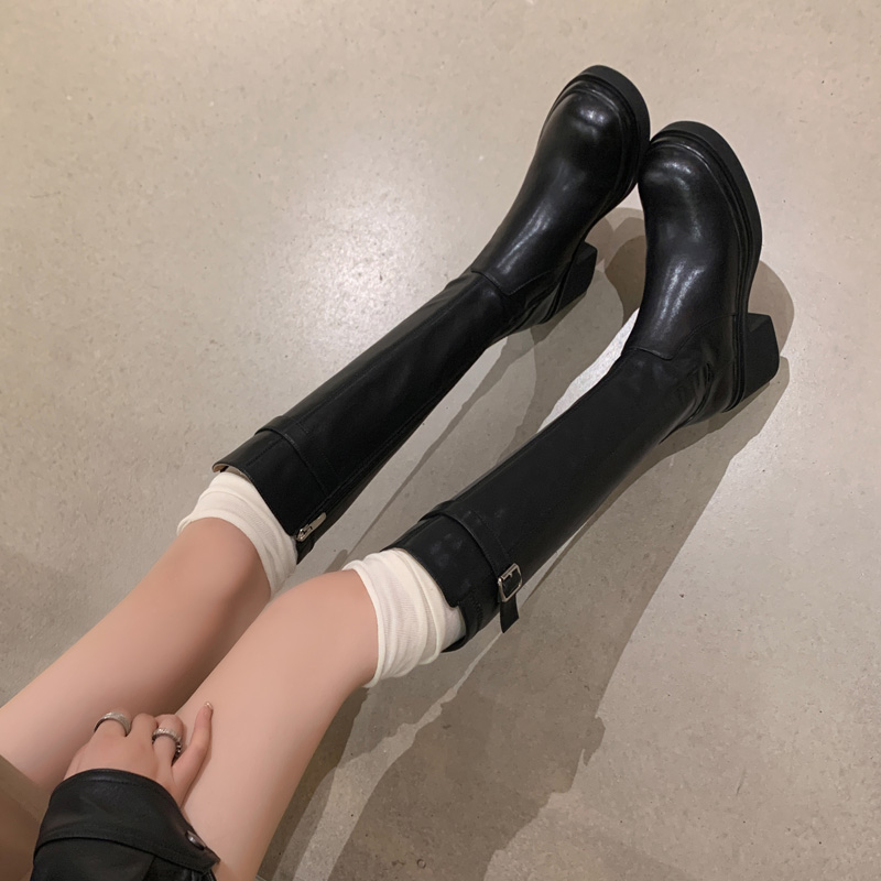 不过膝骑士靴女小个子长筒靴