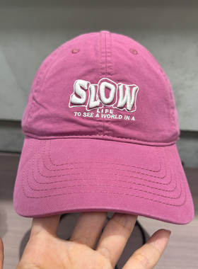 SLOW字母刺绣棒球帽子女时尚薄款软顶休闲百搭出游遮阳鸭舌帽女孩