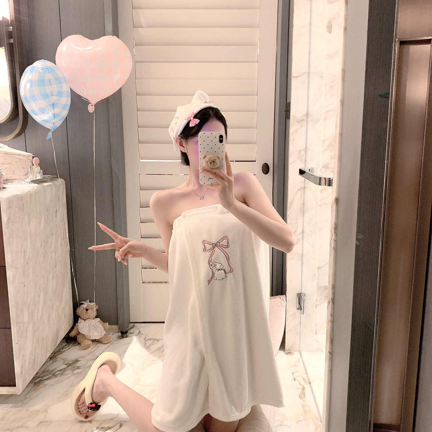 捞捞酱「小兔泡泡浴」珊瑚绒吸水浴裙浴巾可爱魔术贴可裹速干少女,居家布艺,浴裙/浴袍/浴衣,淘宝优惠券,粉丝福利购,淘宝优惠卷