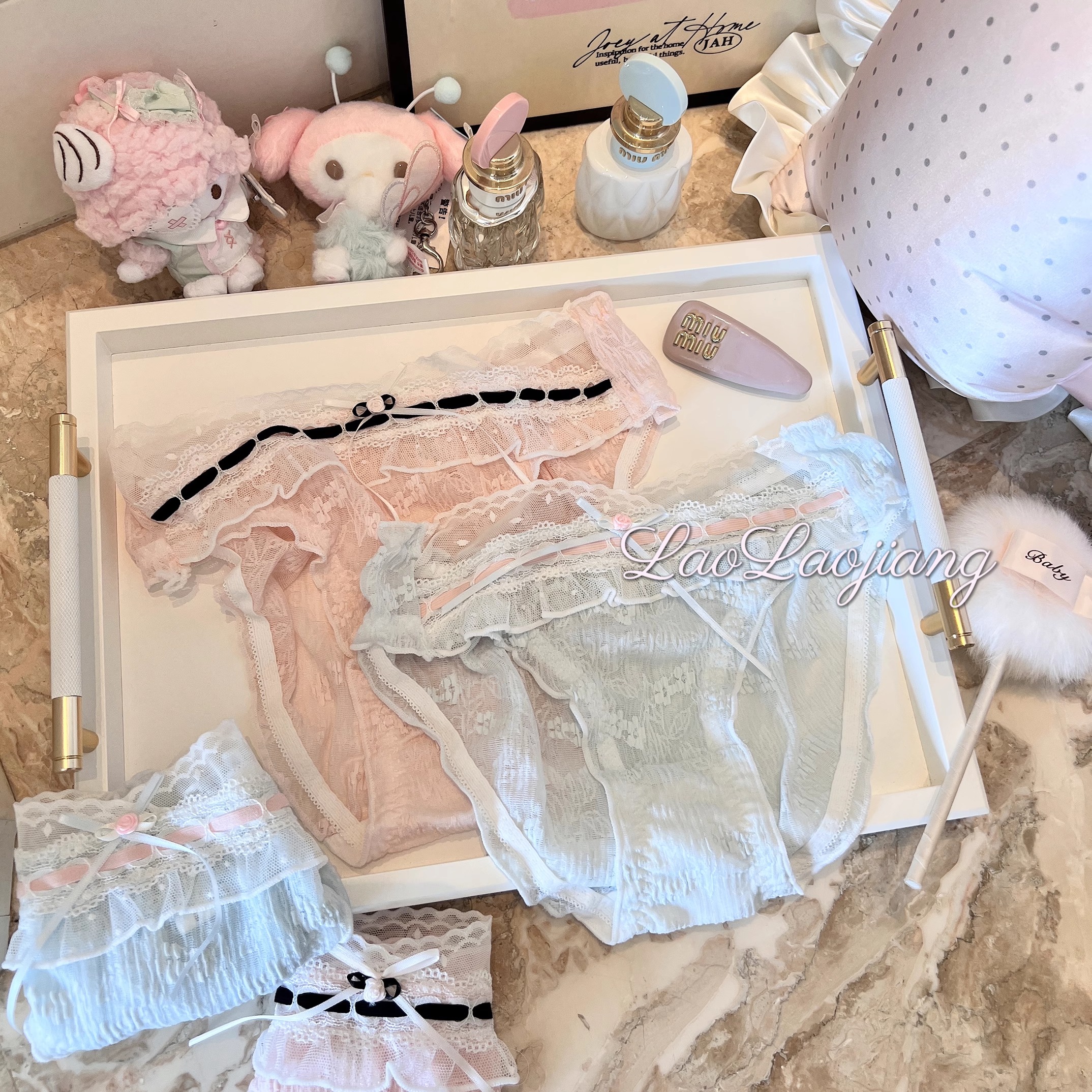 捞捞酱「娇氧甜心」日系蕾丝花边少女性感三角内裤舒适透气纯欲风