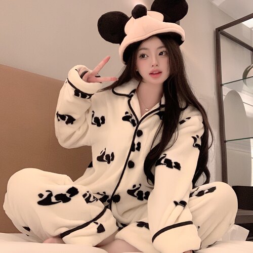 情侣加厚家居服睡衣冬季