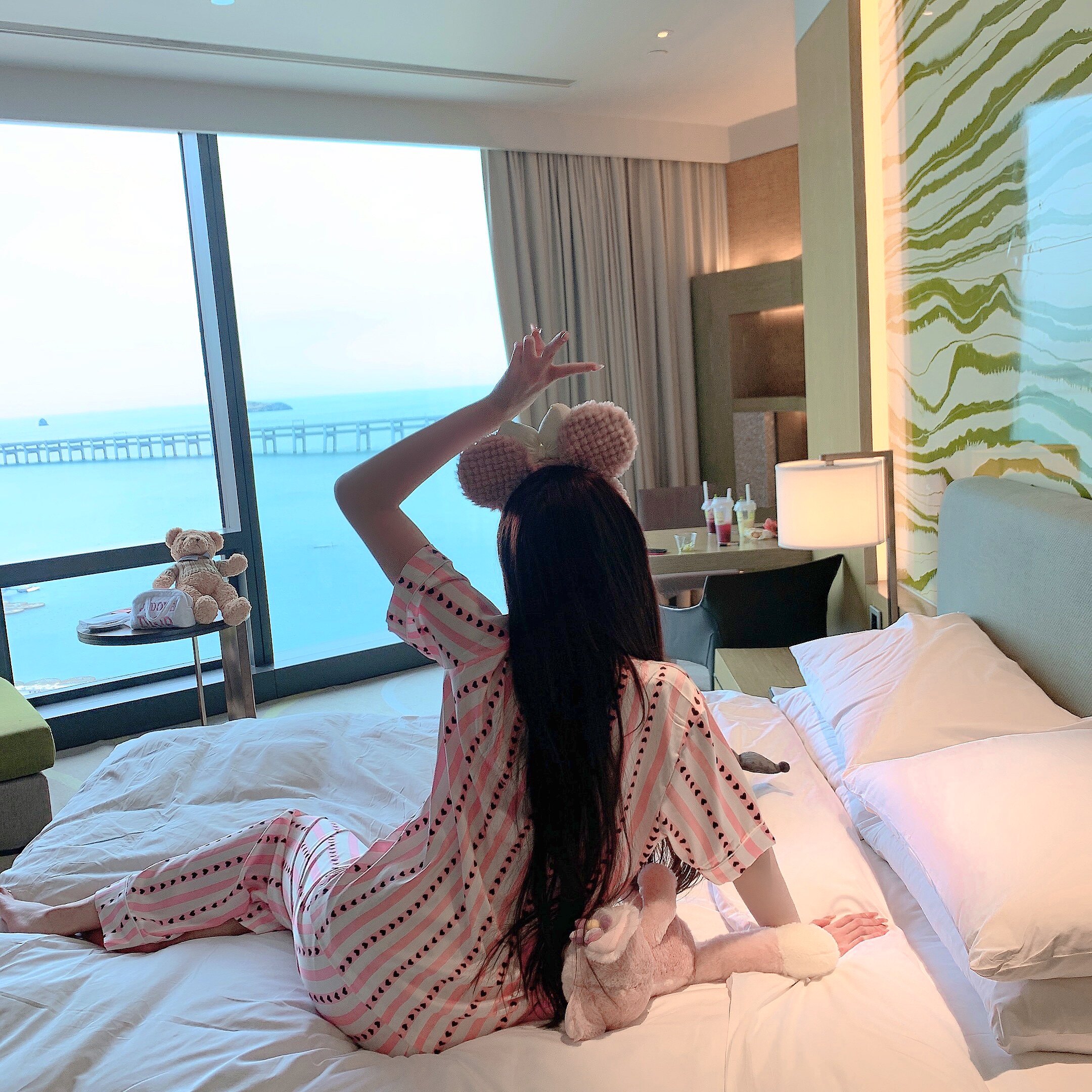 看海短袖冰丝家居服睡衣两件套图片