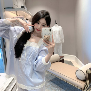 捞捞酱「奶油泡芙」韩ins纯棉少女日系宫廷复古家居服睡衣秋甜美