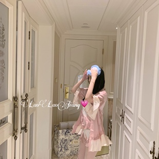 吊带睡衣睡袍套装 pink 仙女私房性感蕾丝 可口甜心 LaoLao酱