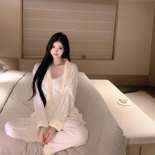 捞捞酱「奶油糖霜」海岛绒睡衣女2025新款 加绒加厚家居服 秋冬款